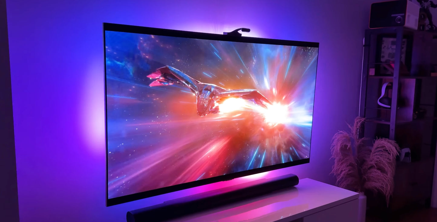 RGBIC LED TV Backlight Strip with Color Picking Sensor Music Sync App and Controler