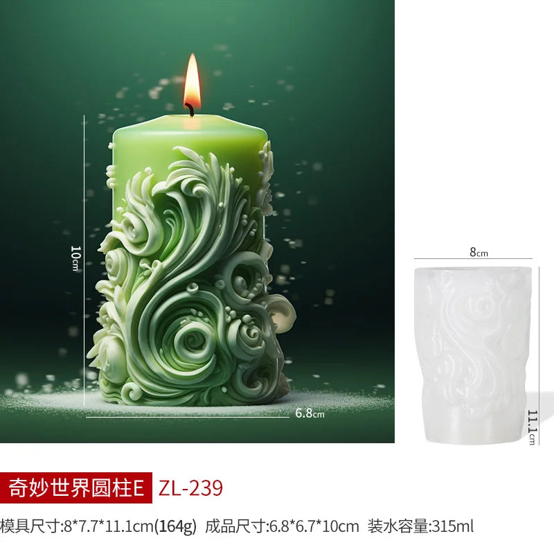 Wave cylindrical candle mold