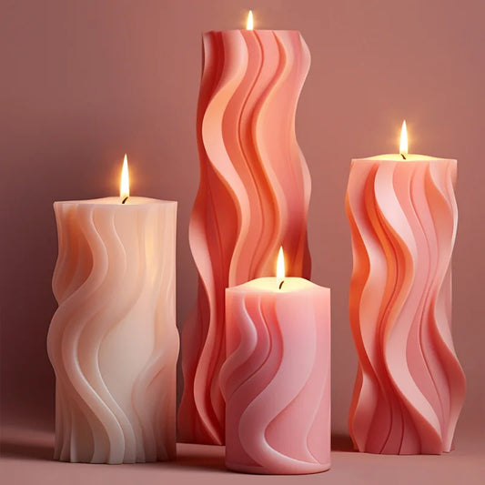 Wave cylindrical candle mold