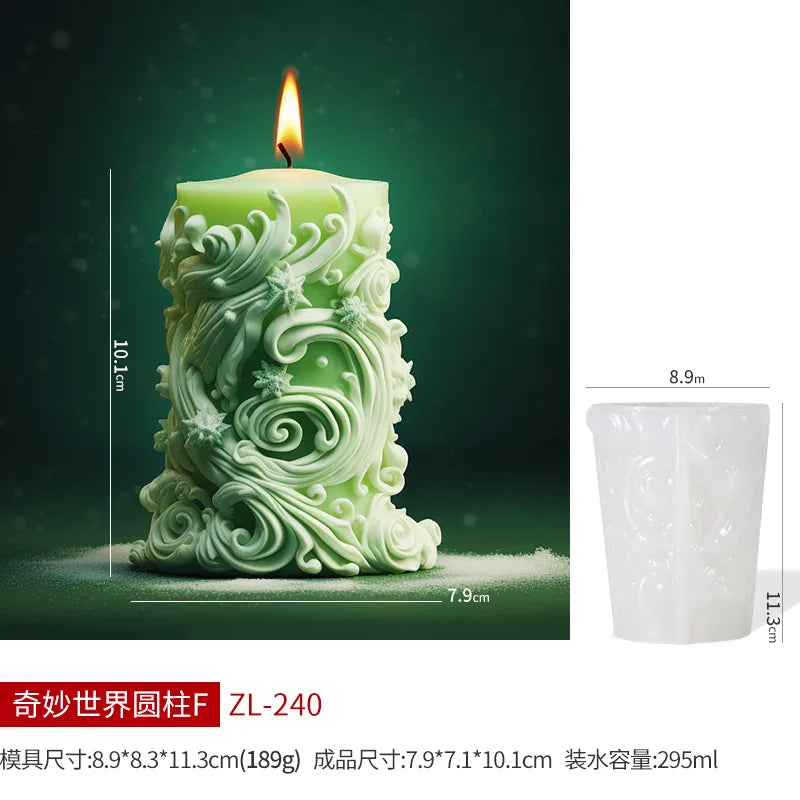 Wave cylindrical candle mold