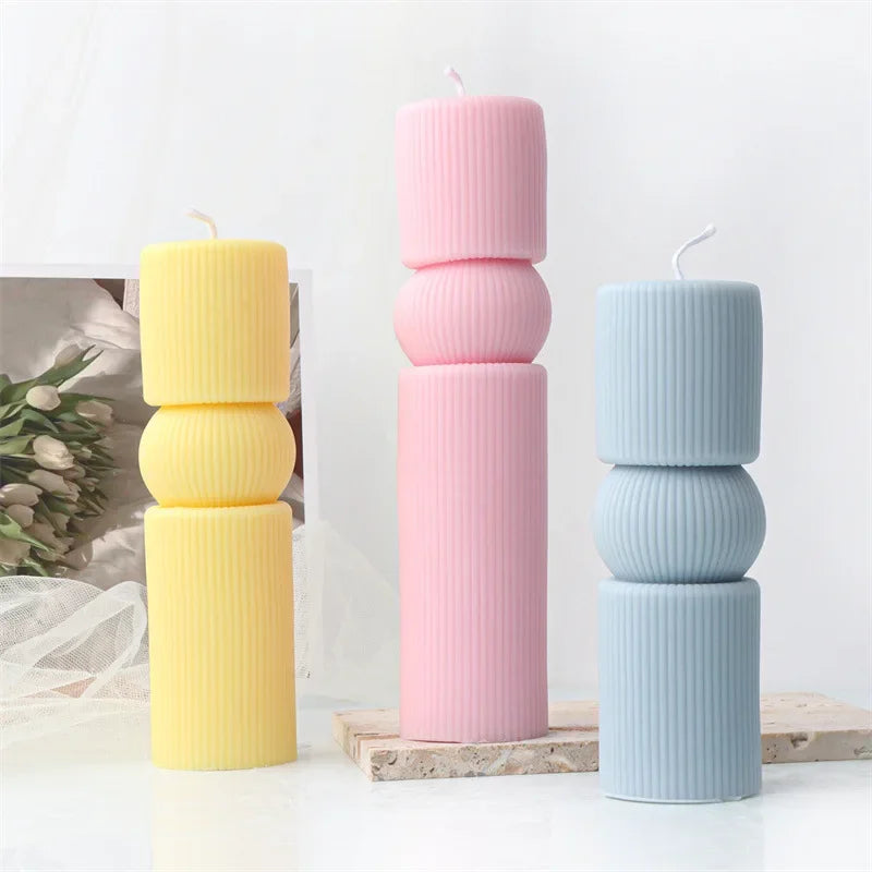 Wave cylindrical candle mold