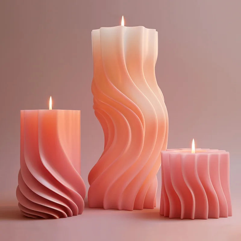 Wave cylindrical candle mold