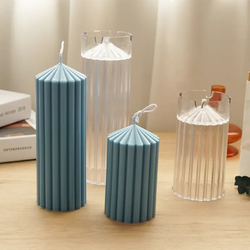 Wave cylindrical candle mold