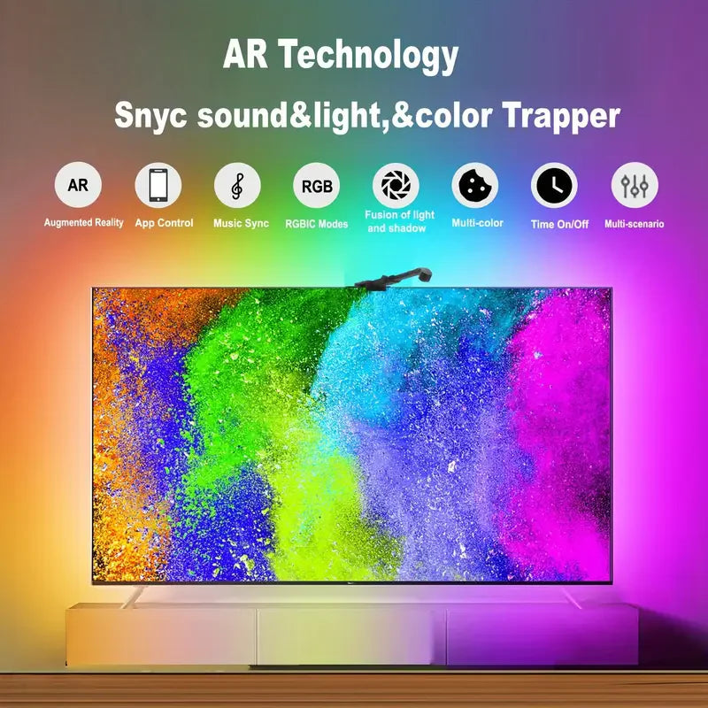 RGBIC LED TV Backlight Strip with Color Picking Sensor Music Sync App and Controler