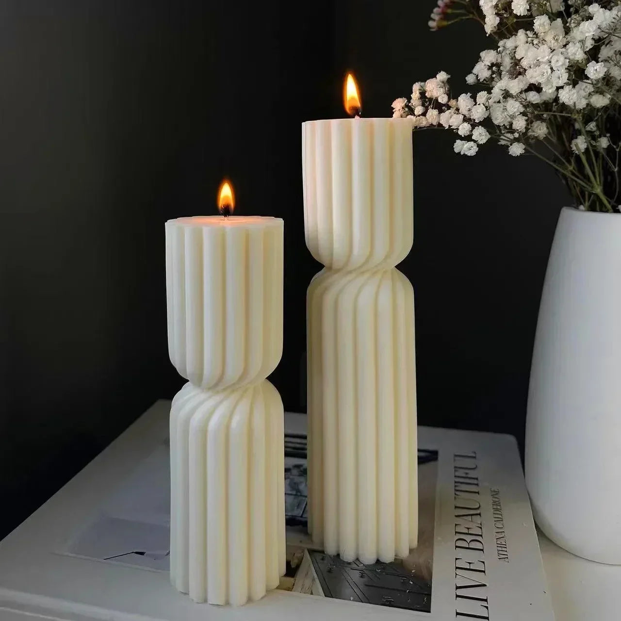 Wave cylindrical candle mold