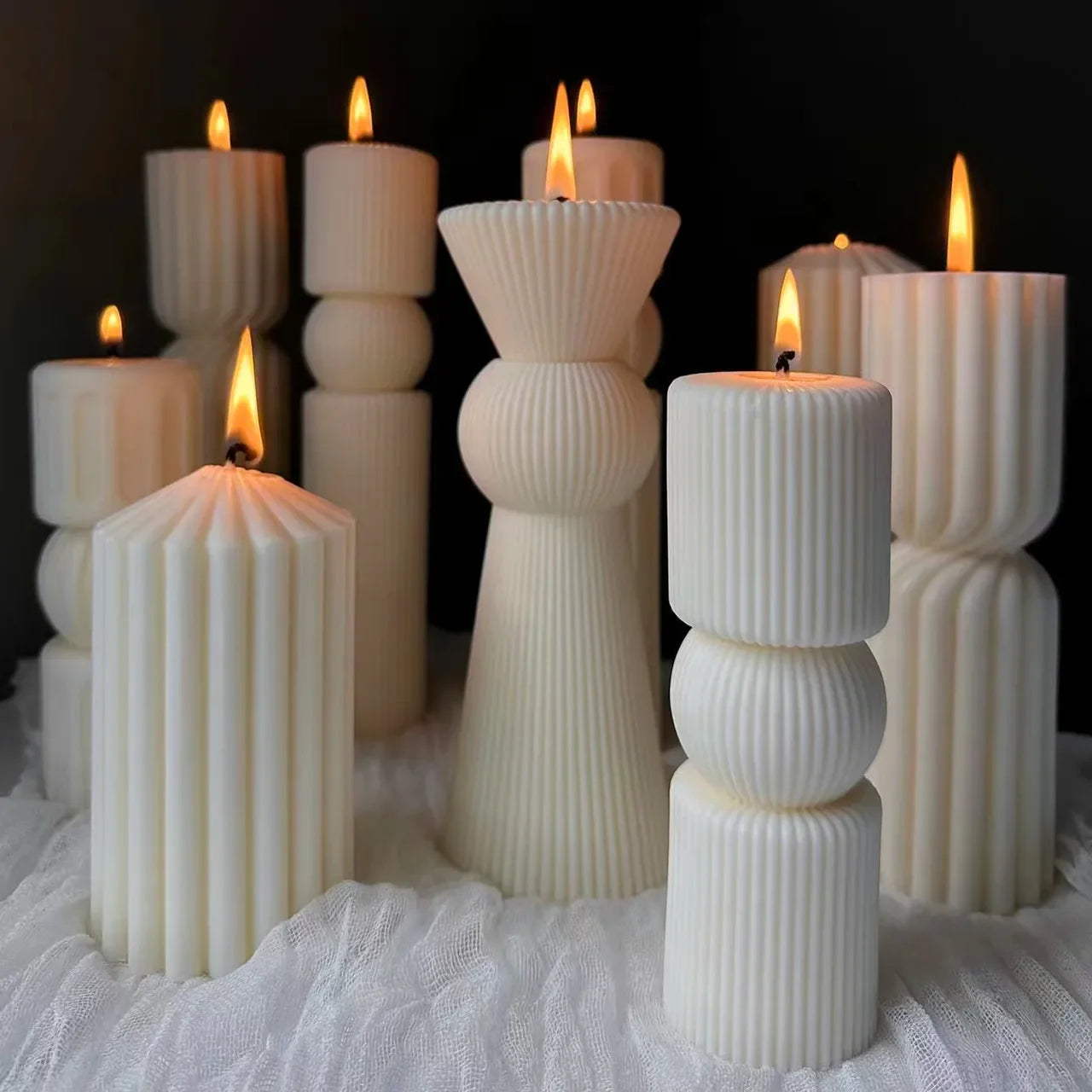 Wave cylindrical candle mold