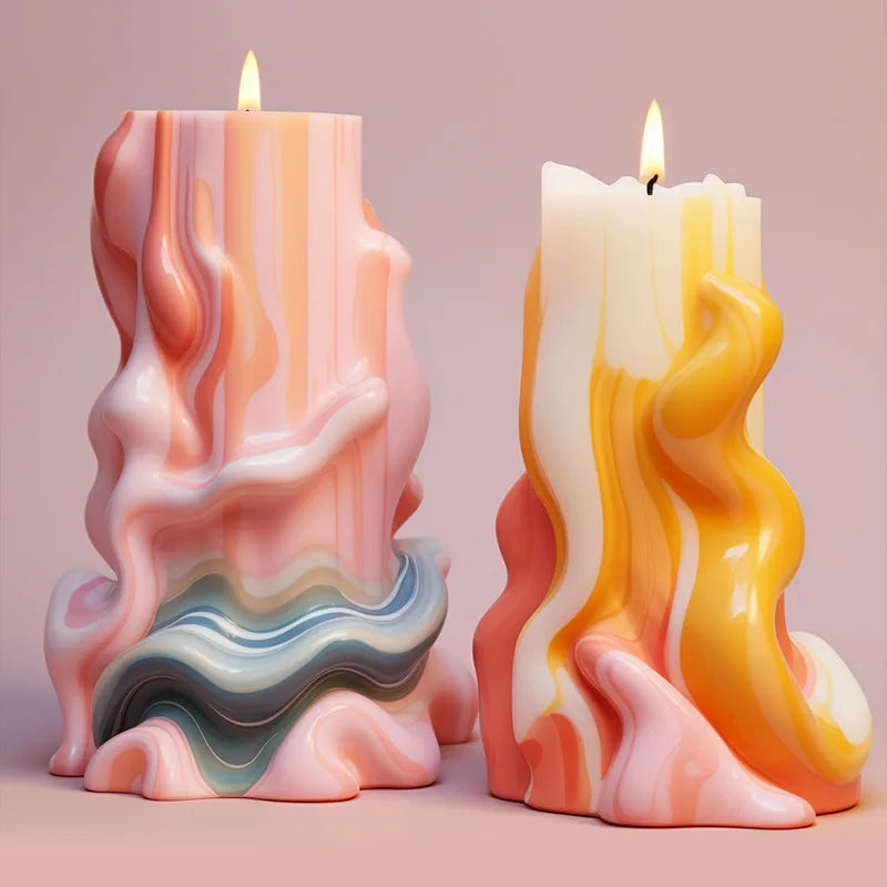 Wave cylindrical candle mold